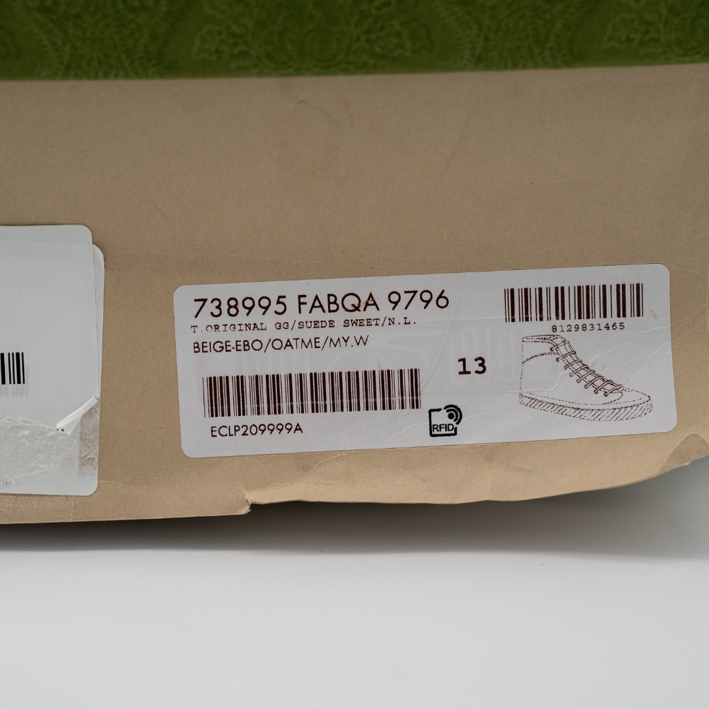 size 13G - Gucci GG Canvas Monogram Sneakers Tortuga Beige High Top - Picture 10 of 10